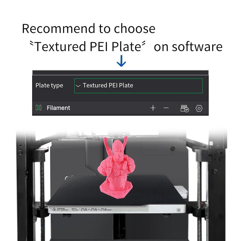 IdeaFormer-3D Smooth Carbon Fiber PET + Textured PEI Build Plate 257x257mm, Double Sided Flexible Print Bed 3D Printer PET+PEI Bed Plate for Bambu Lab X1/X1C/P1P/P1S/P2S - Image 5